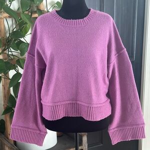 Double Zero Mauve Oversized Boxy Cropped Sweater Wide Sleeve Drop Shoulder Large